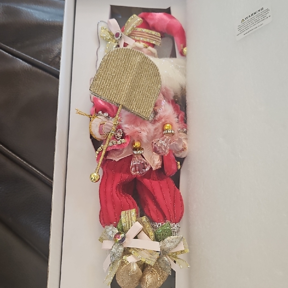 Festive Santa Ornament with Gold Accents